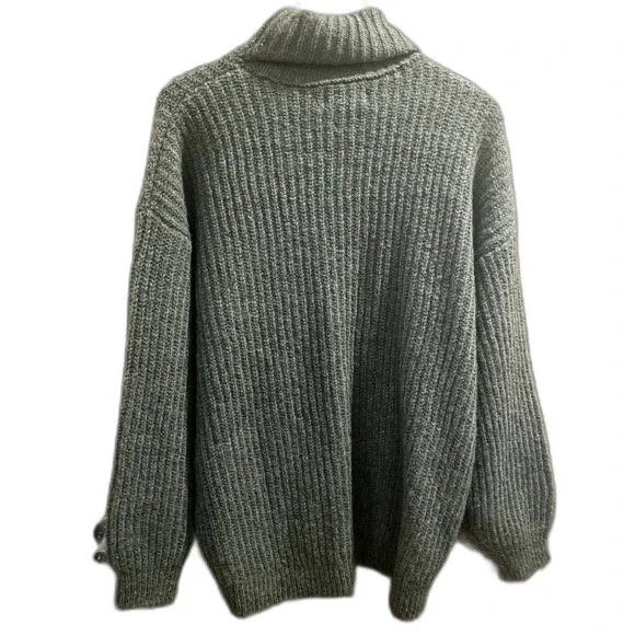 Old Navy Chunky Cable Knit Sweater Tunic Length Green Minimalist Neutral M Tall - Picture 2 of 7